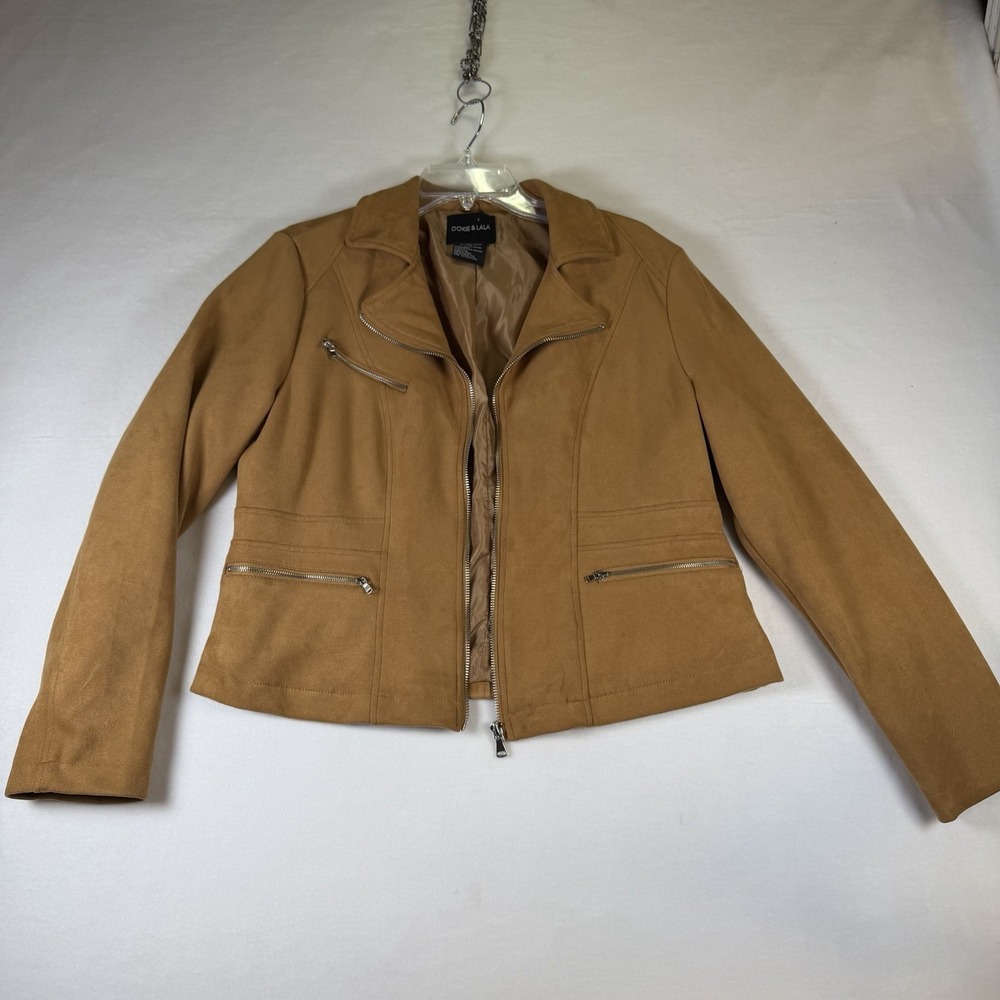 Ookie & Lala Faux Suede Moto Jacket Size L - Picture 2 of 10